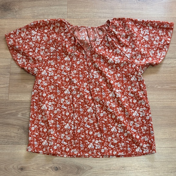 Tops - Floral Red Women's Top